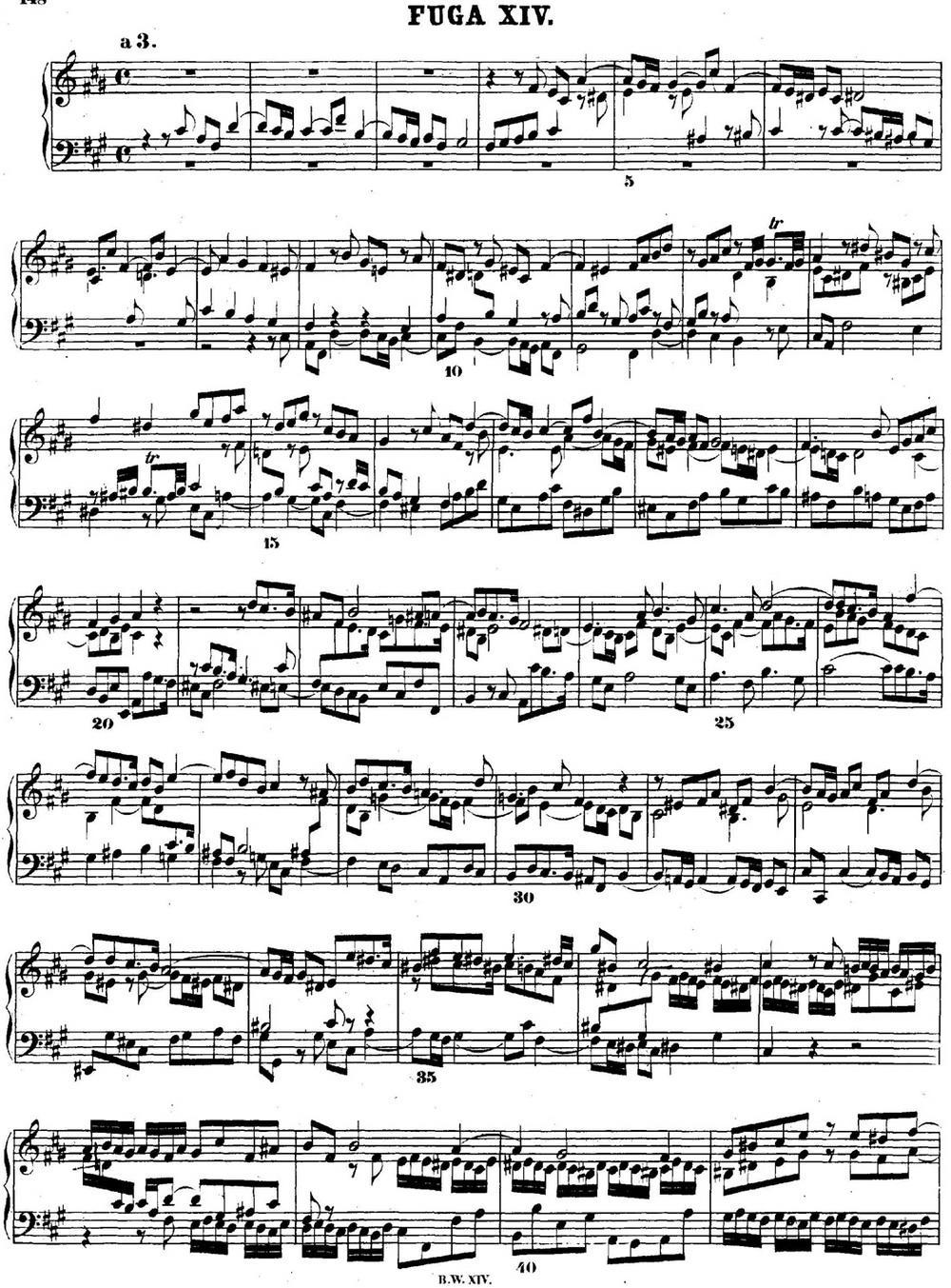 巴赫《平均律钢琴曲集·第二卷》之赋格曲（NO.14）钢琴曲谱（图1）