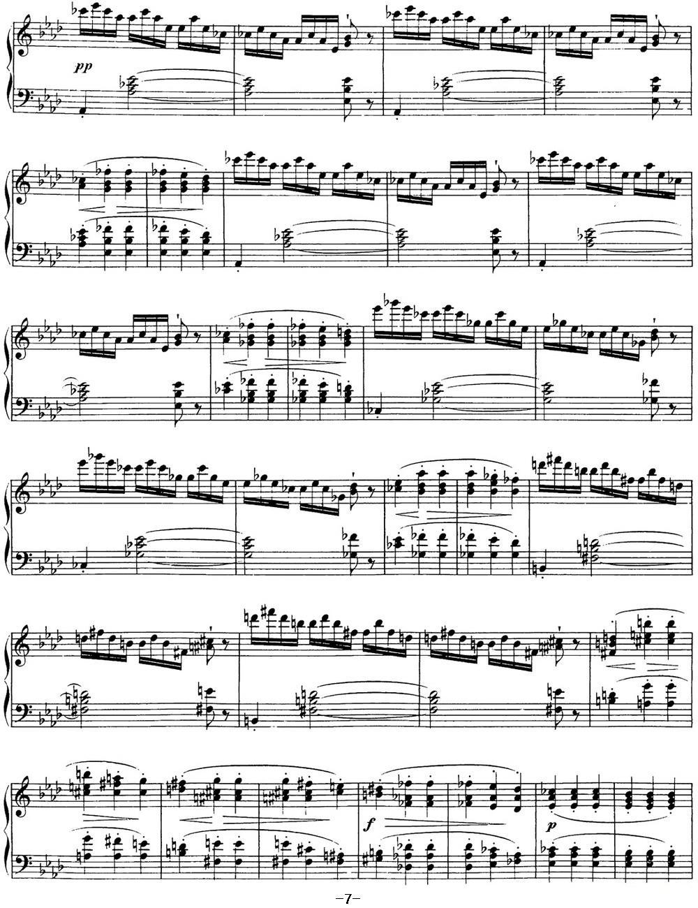 舒伯特降E大调即兴曲D.899，Op.90（NO.4）钢琴曲谱（图7）