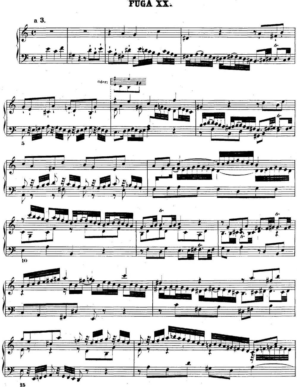 巴赫《平均律钢琴曲集·第二卷》之赋格曲（NO.20）钢琴曲谱（图1）