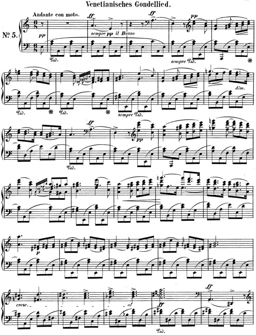 门德尔松无词歌Op.62（NO.5）钢琴曲谱（图1）