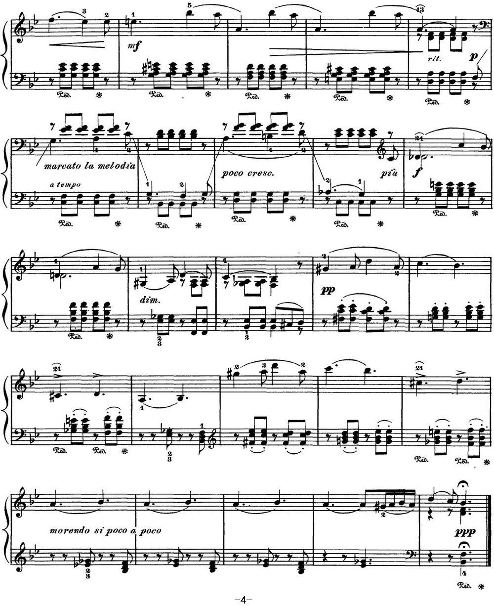 柴可夫斯基 四季 4月 松雪草 降B大调 Snowdrop B flat major钢琴曲谱（图4）