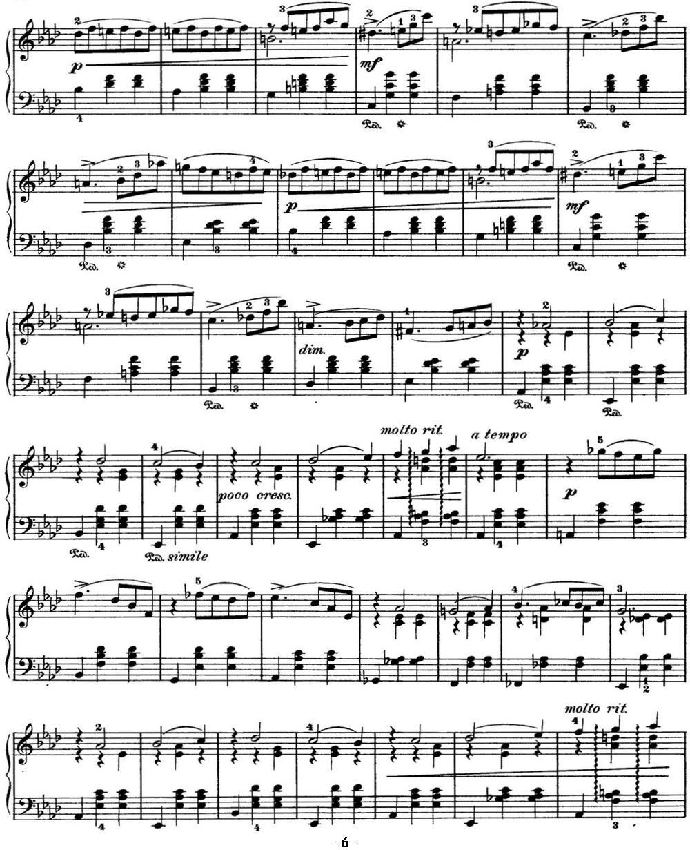 柴可夫斯基 四季 12月 圣诞节 降A大调 Christmas A flat major钢琴曲谱（图6）