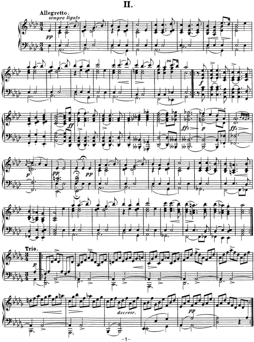 舒伯特降A大调即兴曲D.935，Op.142（NO.2）钢琴曲谱（图1）