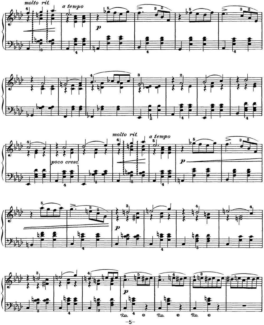柴可夫斯基 四季 12月 圣诞节 降A大调 Christmas A flat major钢琴曲谱（图5）
