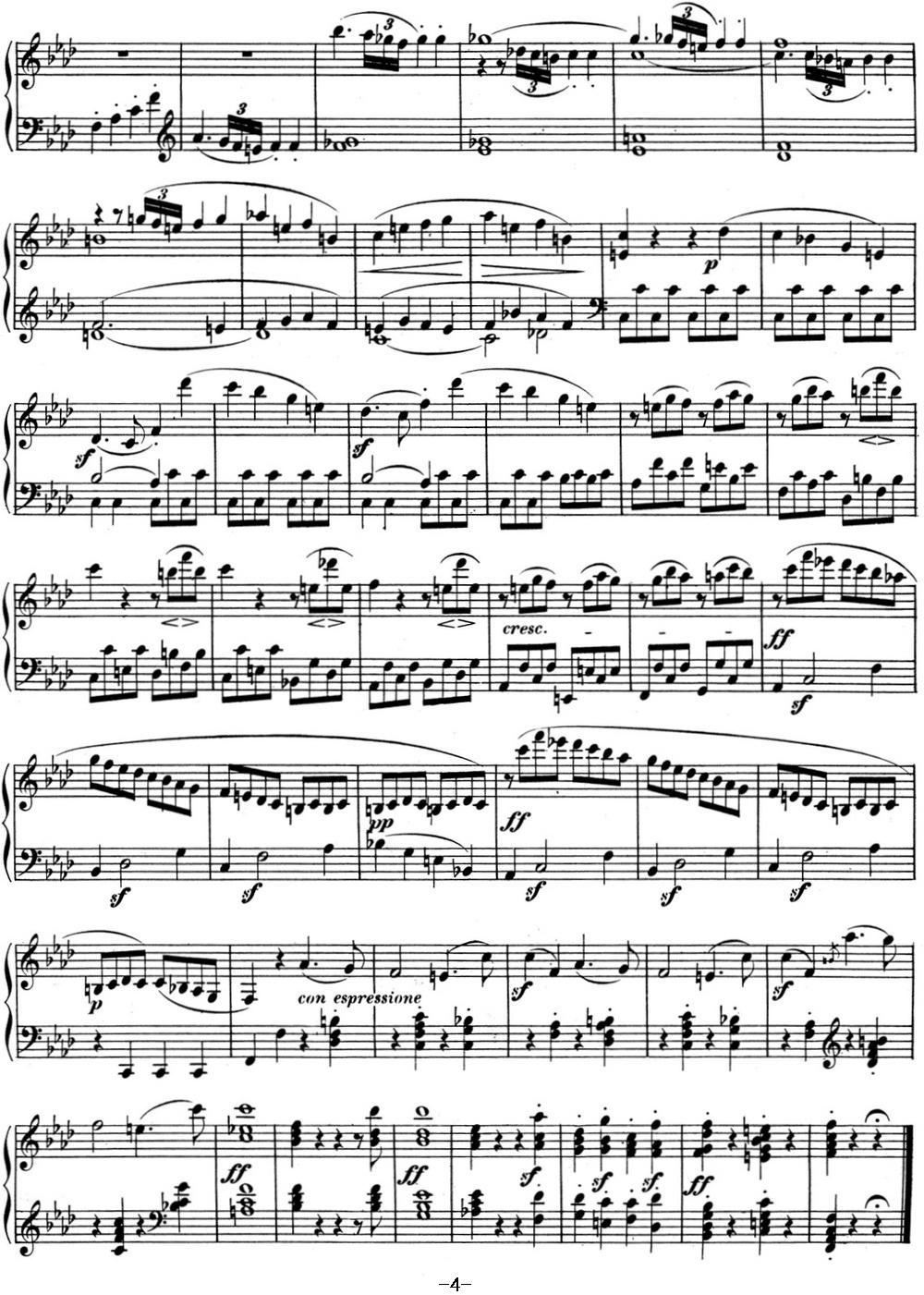 贝多芬钢琴奏鸣曲01 f小调 Op.2 No.1 F minor钢琴曲谱（图4）