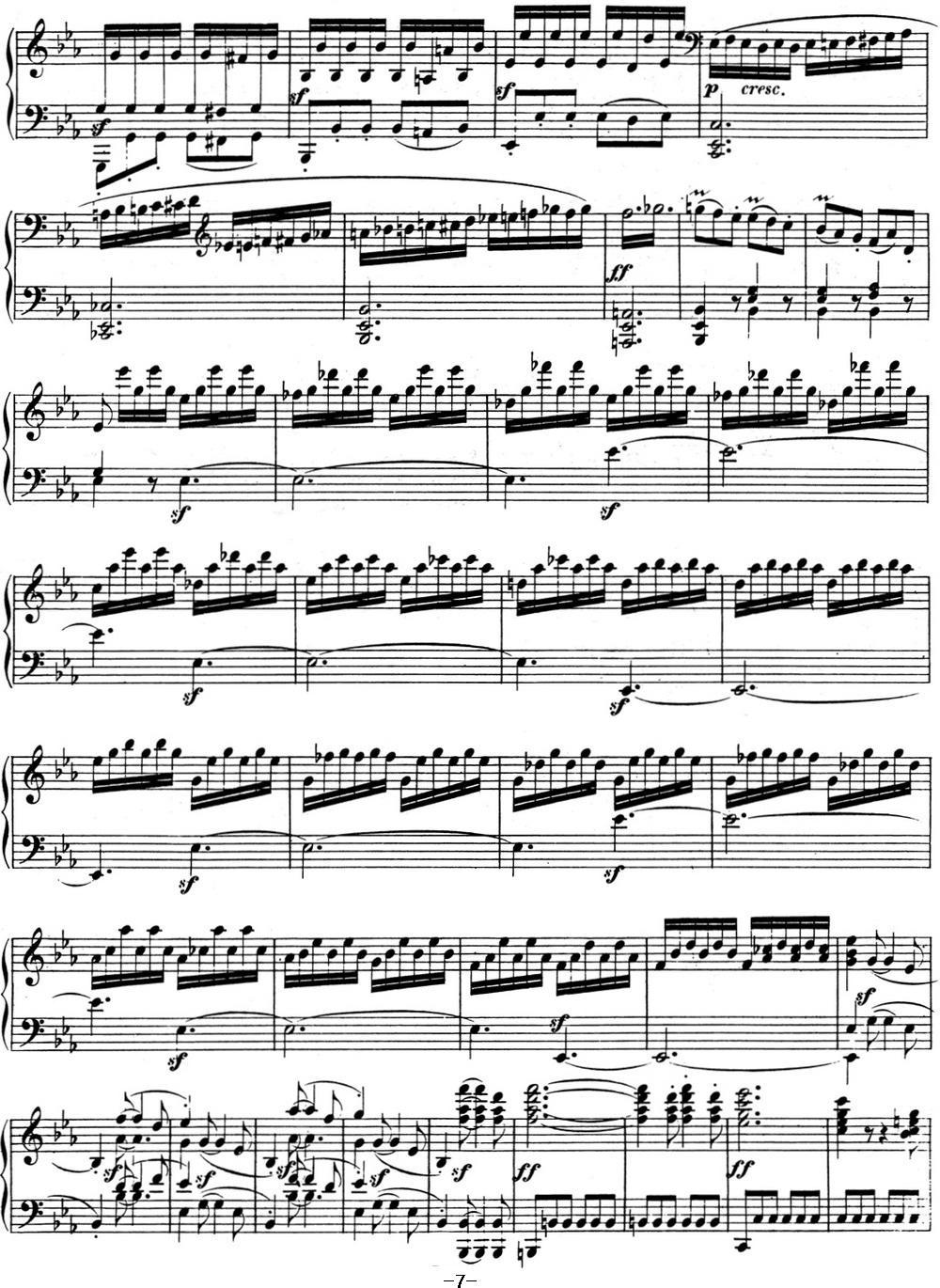 贝多芬钢琴奏鸣曲04 大调奏鸣曲 降E大调 Op.7 E-flat major钢琴曲谱（图7）