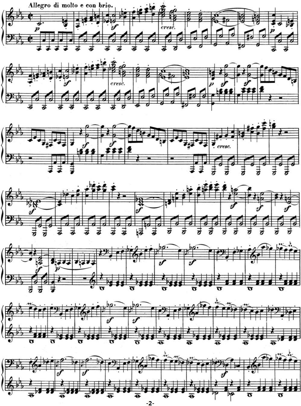 贝多芬钢琴奏鸣曲08 悲怆 C小调 Op.13 C minor钢琴曲谱（图2）