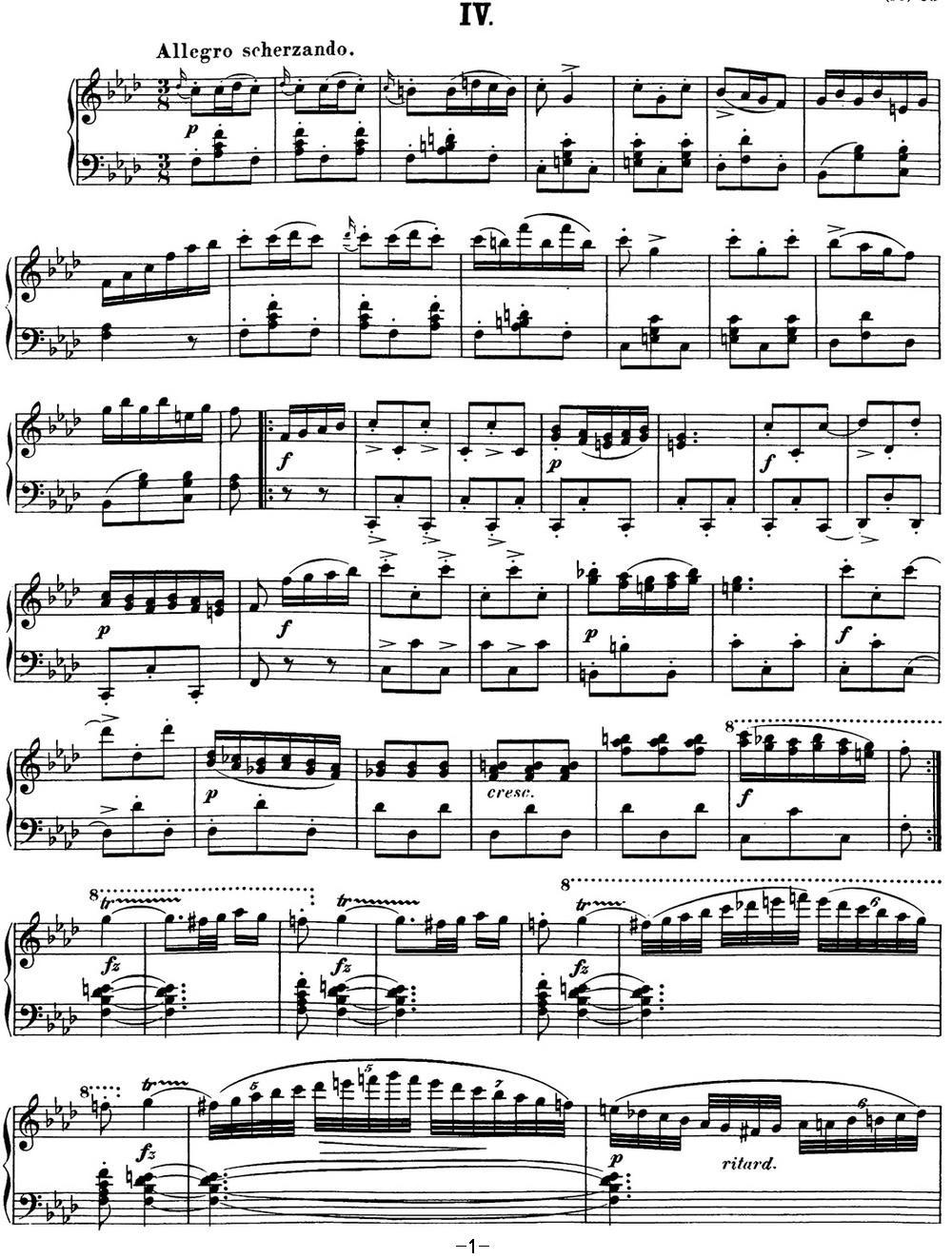 舒伯特降f小调即兴曲D.935，Op.142（NO.4）钢琴曲谱（图1）