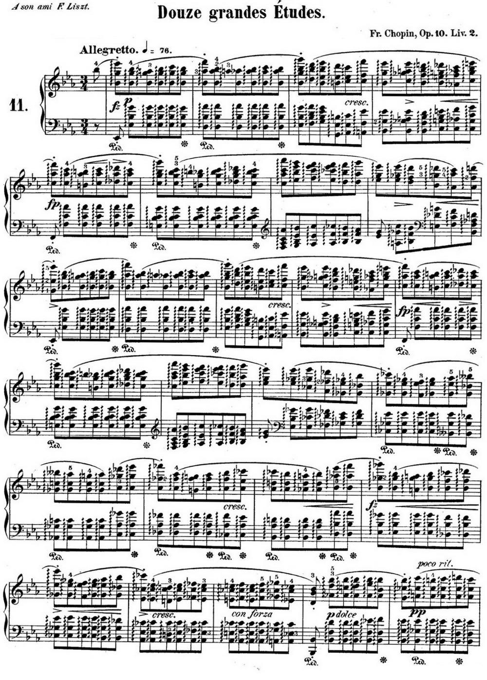 肖邦练习曲11 Op.10 No.11 降E大调 Eb major钢琴曲谱（图1）