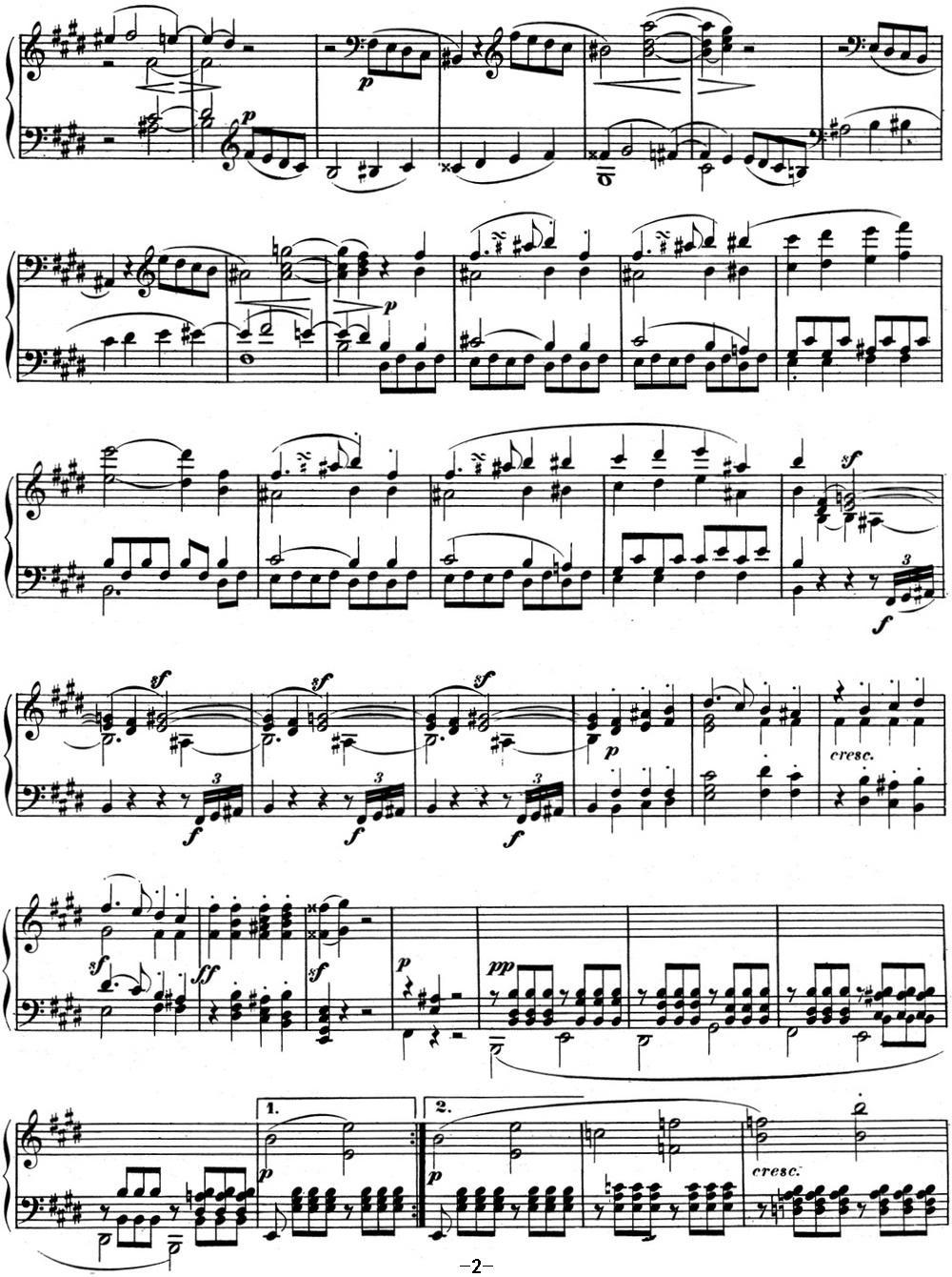 贝多芬钢琴奏鸣曲09 E大调 Op.14 No.1 E major钢琴曲谱（图2）