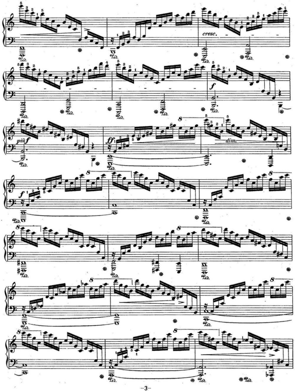 肖邦练习曲1 Op.10 No.1 C大调 C major钢琴曲谱（图3）
