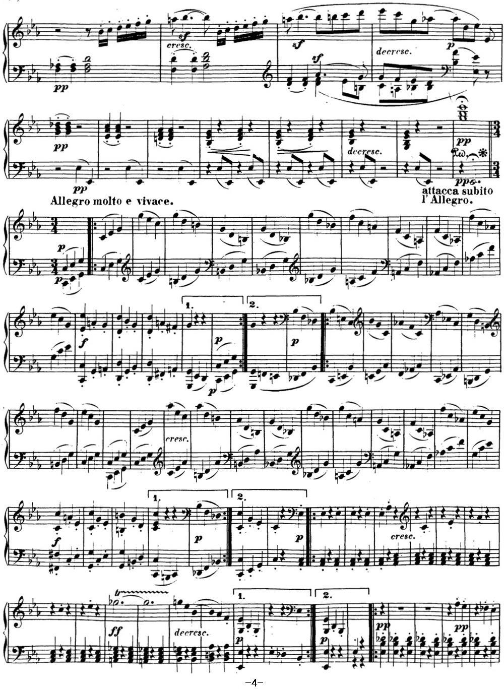 贝多芬钢琴奏鸣曲13 幻想奏鸣曲 降E大调 Op.27 No.1 E-flat major钢琴曲谱（图4）