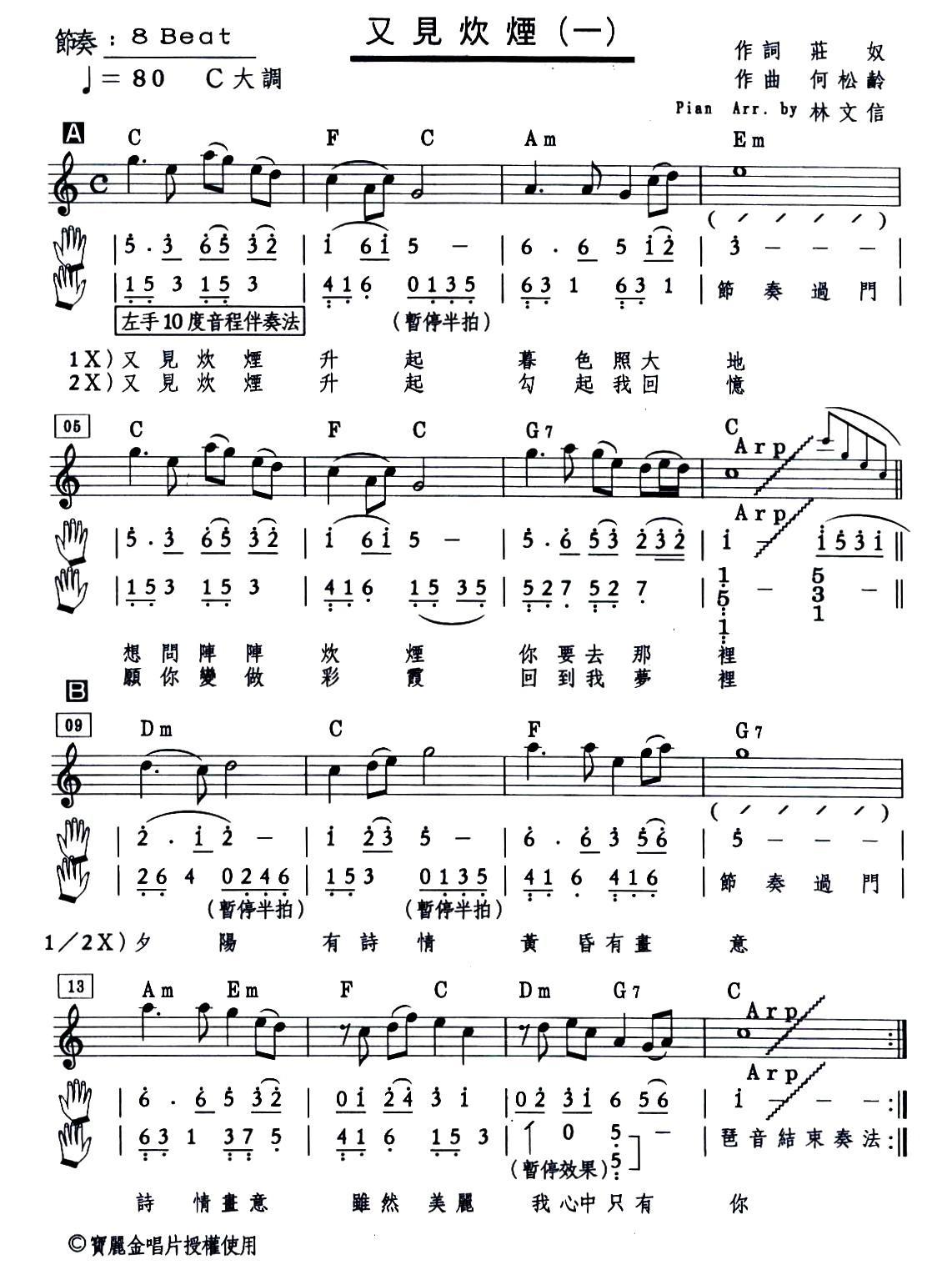 又见炊烟（爵士钢琴）钢琴曲谱（图1）