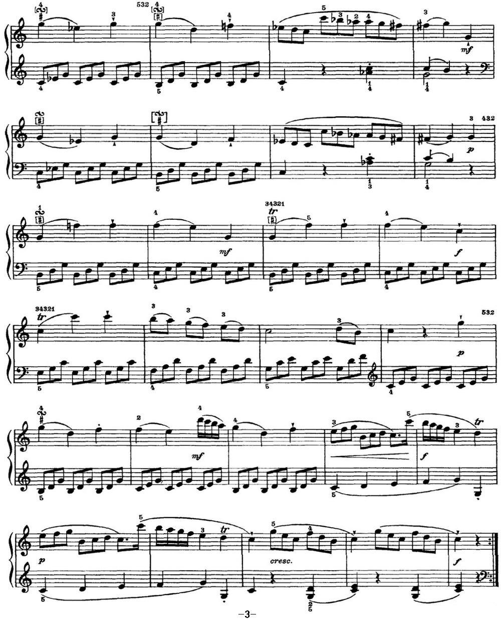 海顿 钢琴奏鸣曲 Hob XVI 3 Divertimento C major钢琴曲谱（图3）