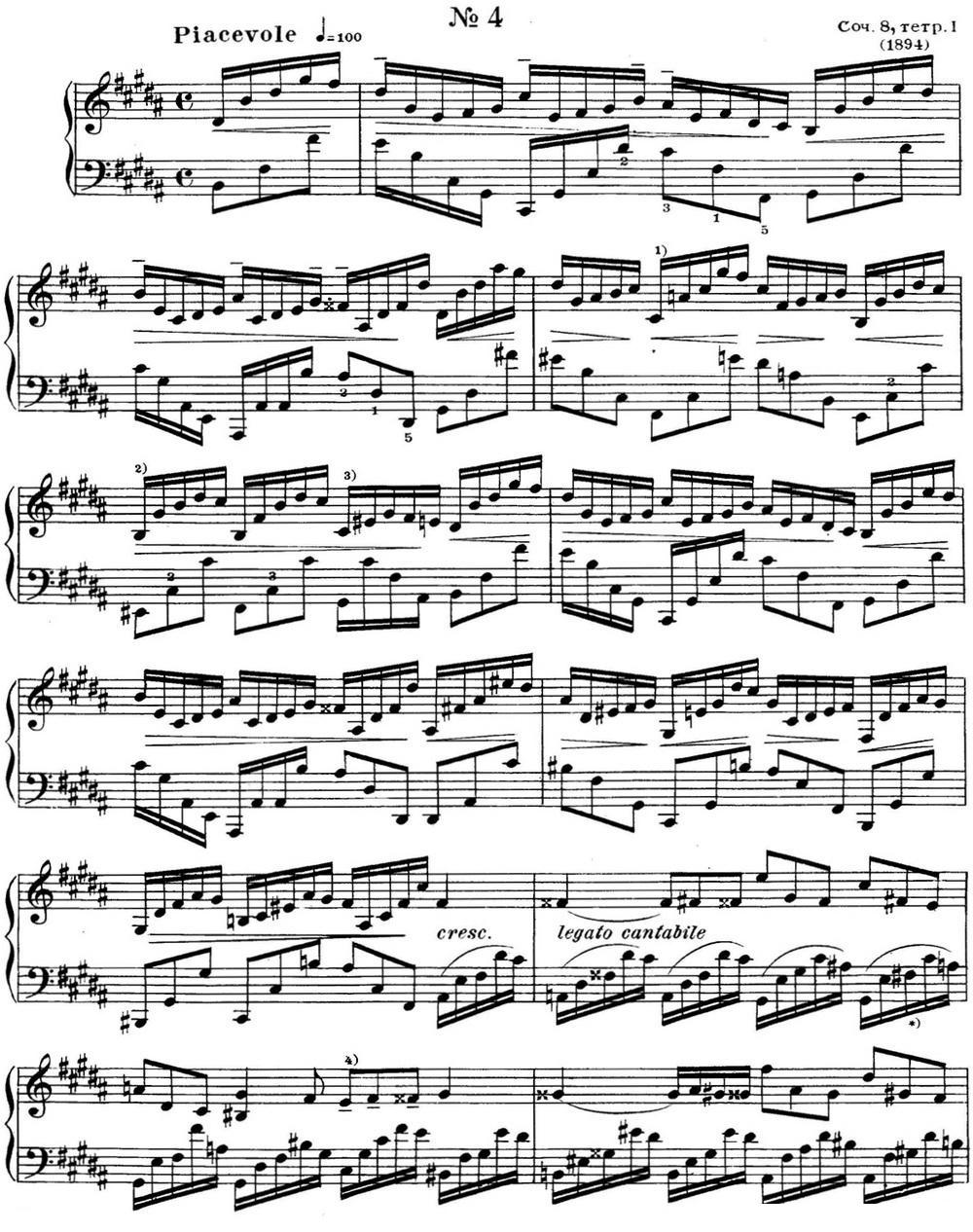 斯克里亚宾 钢琴练习曲 Op.8 No.4 Alexander Scriabin Etudes钢琴曲谱（图1）