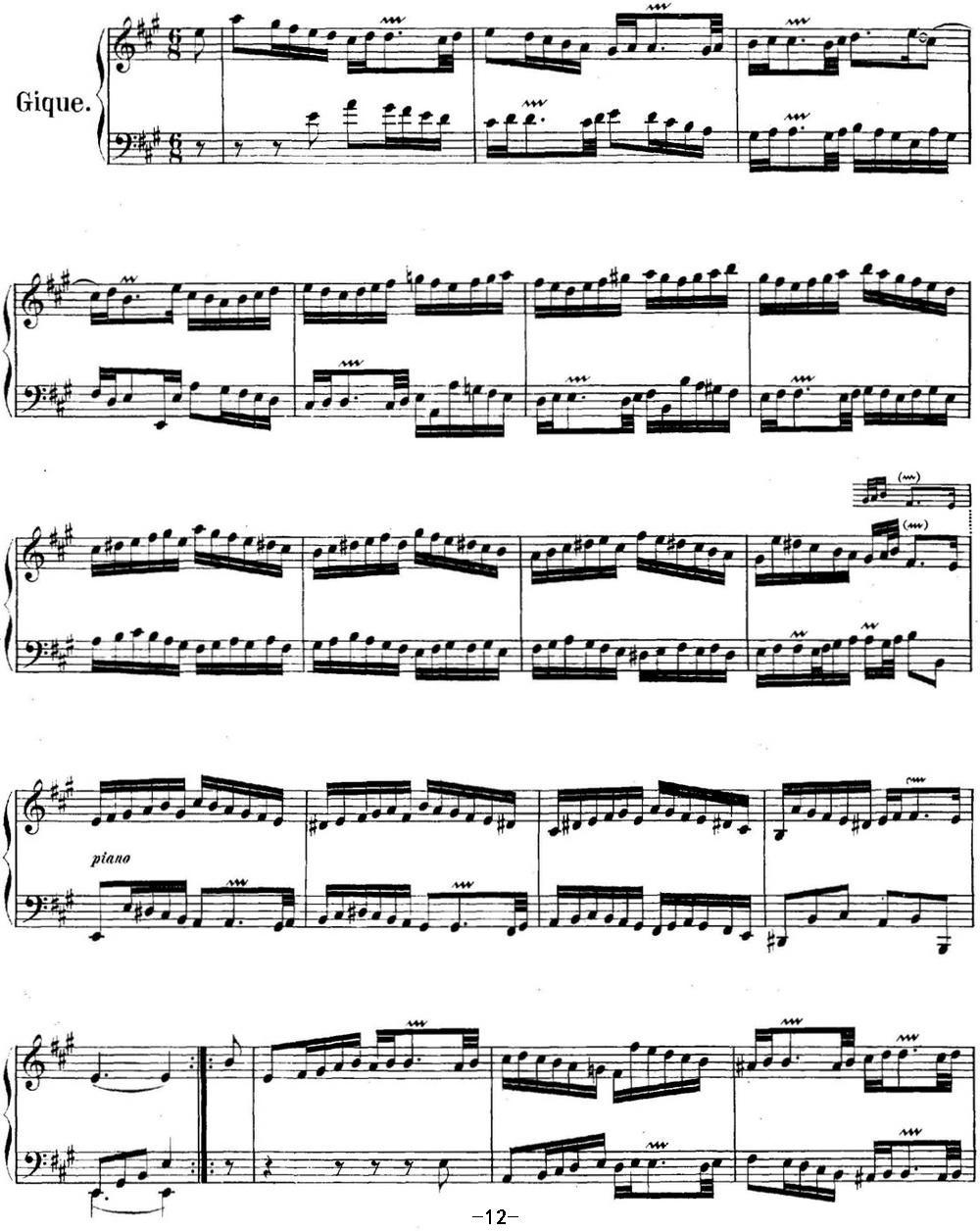 英国组曲No.1 巴赫 A大调 1st Suite BWV 806钢琴曲谱（图12）