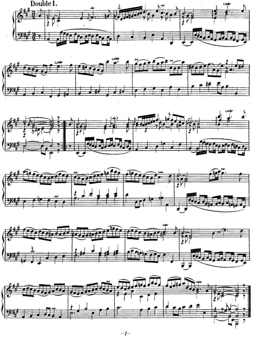 英国组曲No.1 巴赫 A大调 1st Suite BWV 806钢琴曲谱（图7）