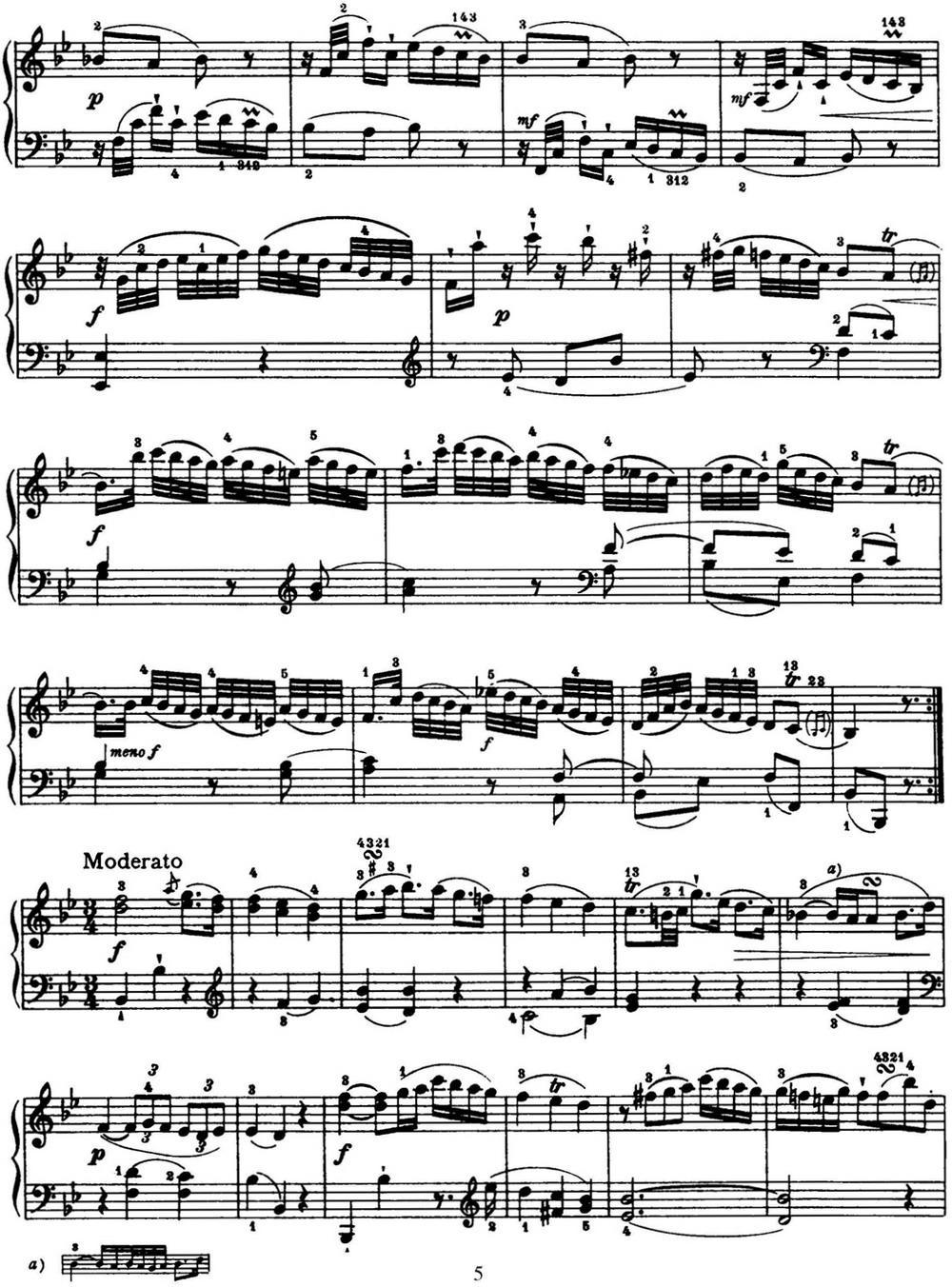 海顿 钢琴奏鸣曲 Hob XVI 18 in B-flat major钢琴曲谱（图5）