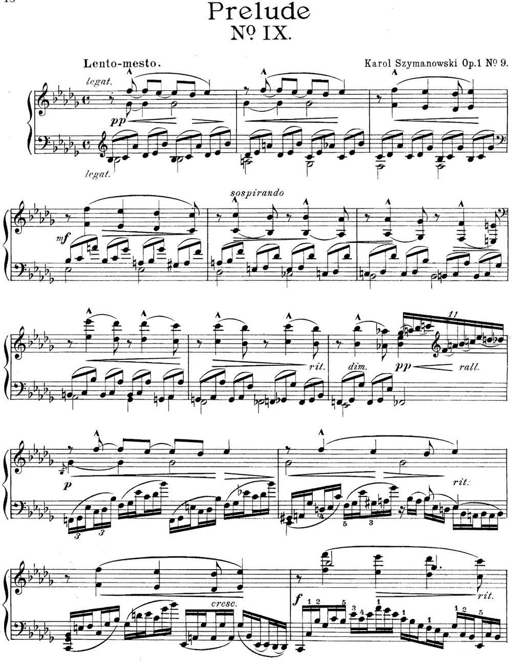 希曼诺夫斯基 9首钢琴前奏曲 Op.1 No.9钢琴曲谱（图1）