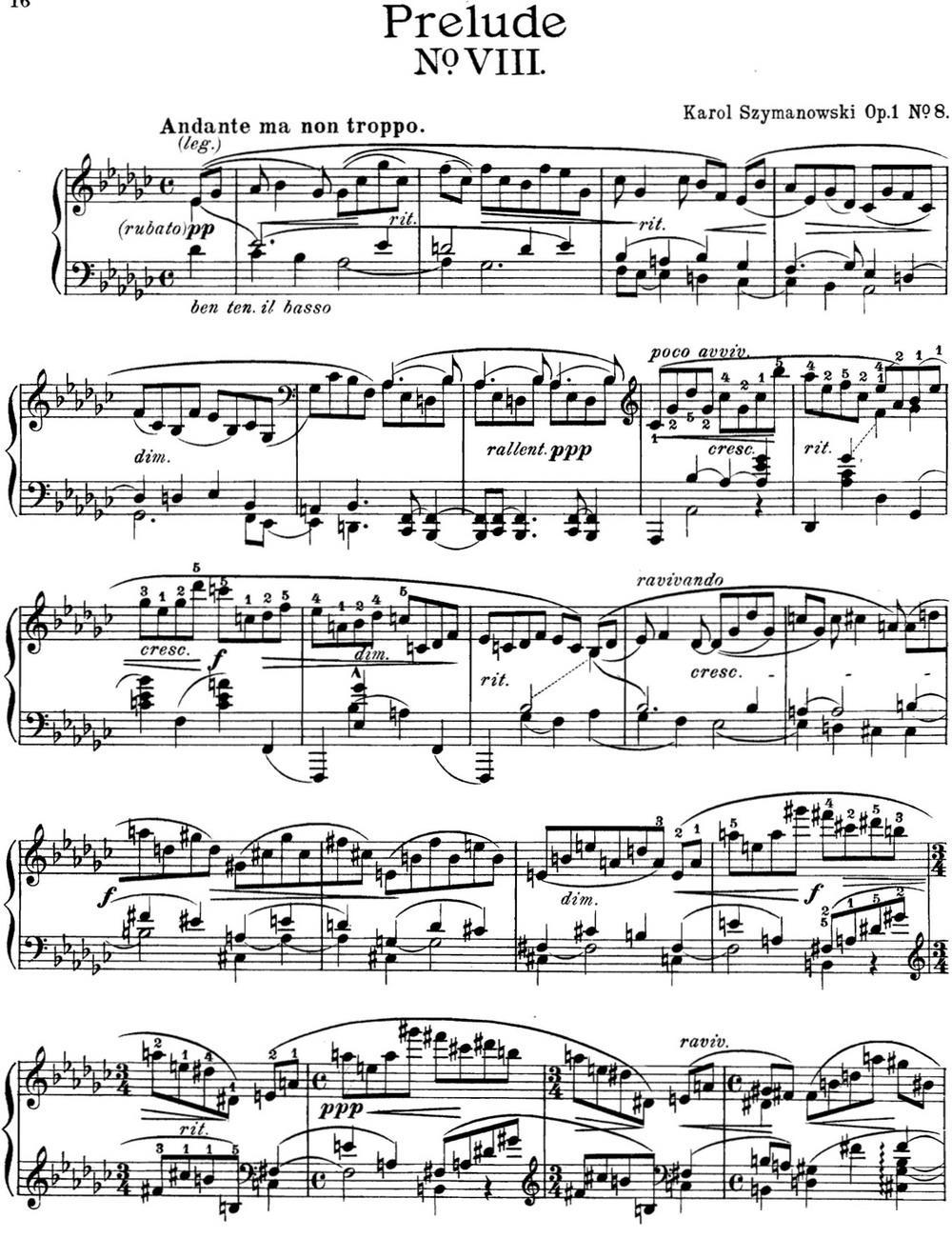 希曼诺夫斯基 9首钢琴前奏曲 Op.1 No.8钢琴曲谱（图1）