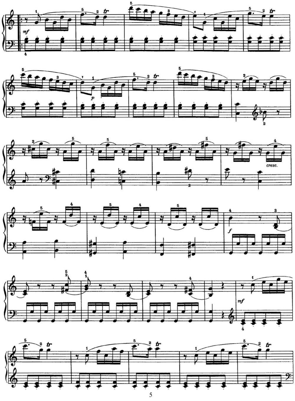 海顿 钢琴奏鸣曲 Hob XVI 10 Divertimento C major钢琴曲谱（图5）