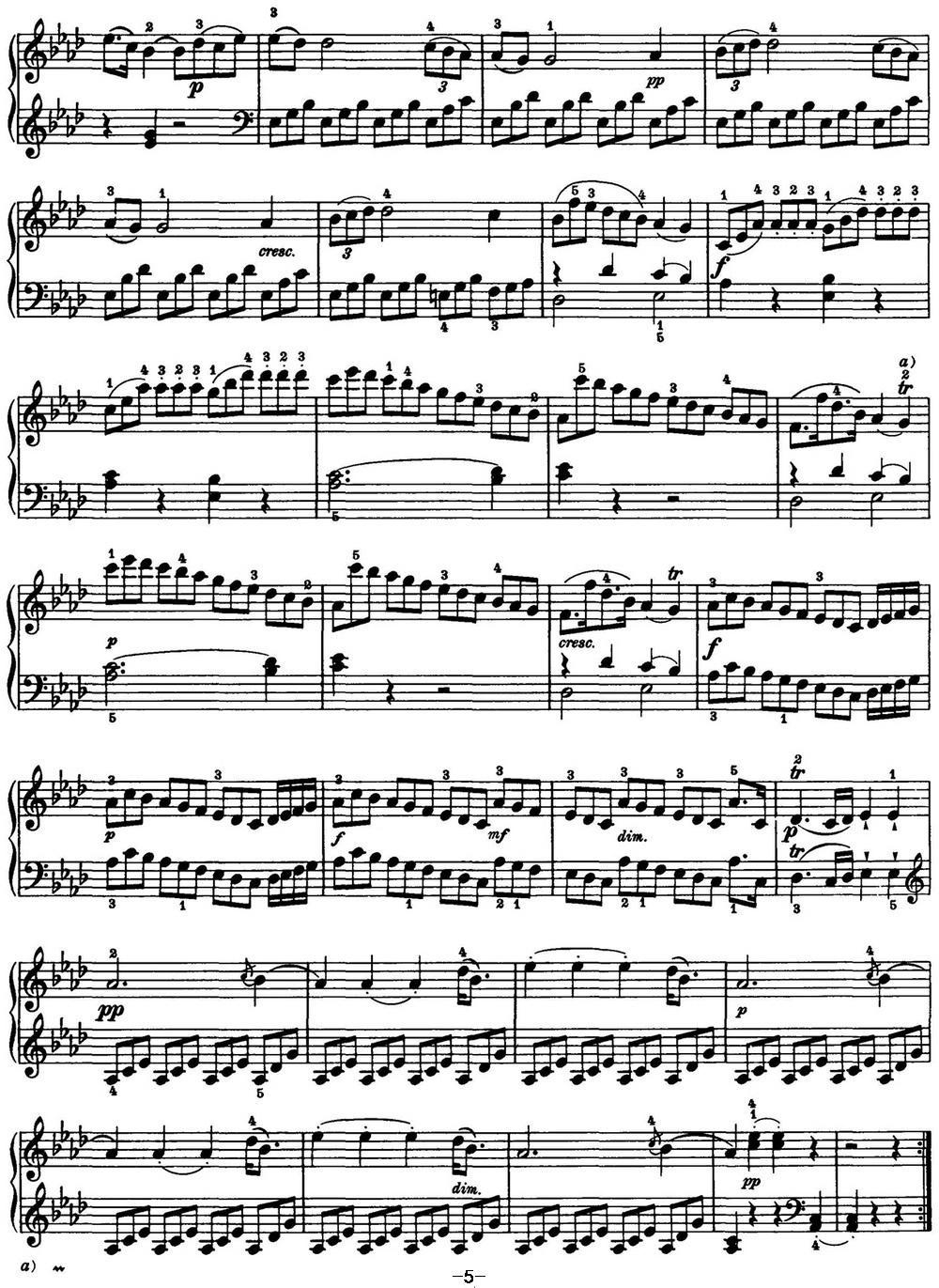 海顿 钢琴奏鸣曲 Hob XVI 43 in A-flat major钢琴曲谱（图5）