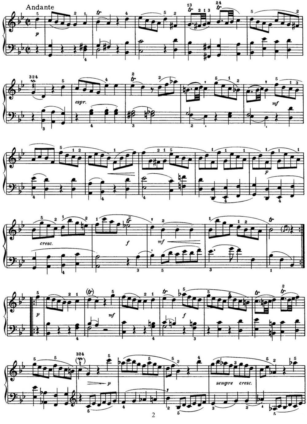 海顿 钢琴奏鸣曲 Hob XVI 11 Divertimento G major钢琴曲谱（图2）