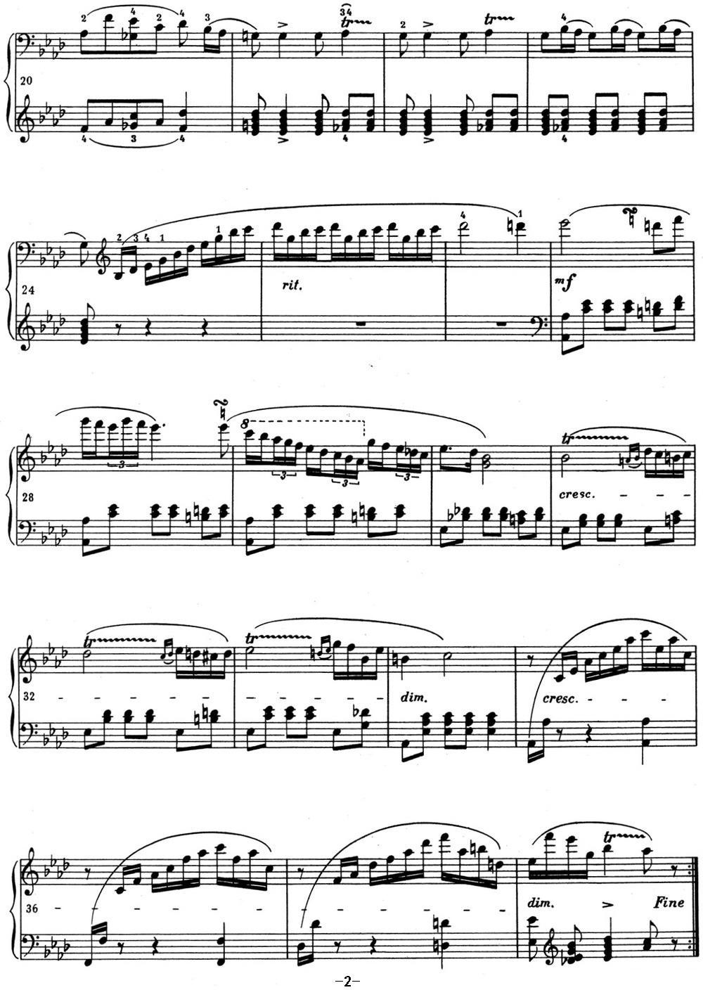 肖邦 波兰舞曲 Op.posth.P.1 No.2 降A大调钢琴曲谱（图2）