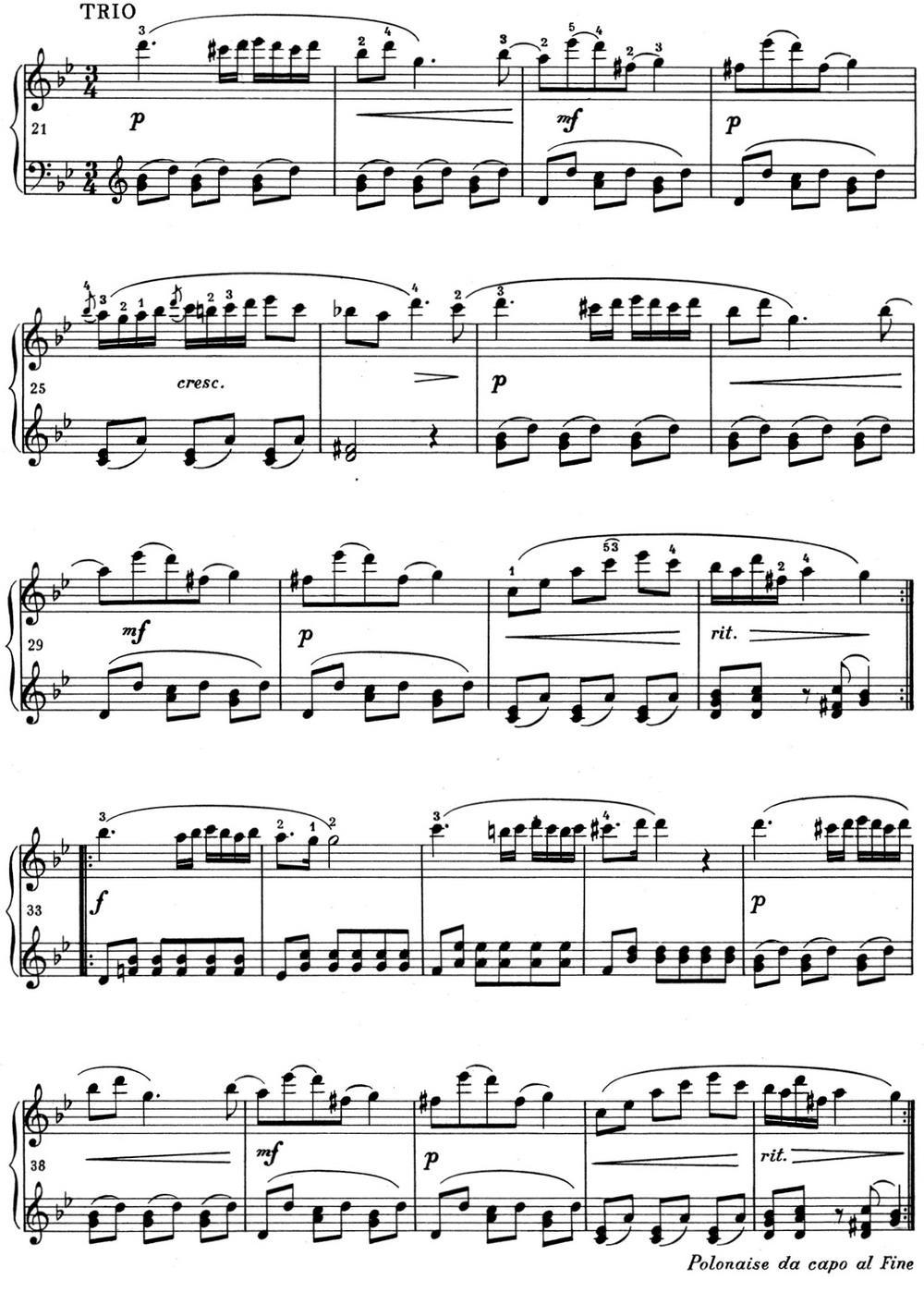 肖邦 波兰舞曲 Op.posth.P.1 No.1 降B大调钢琴曲谱（图2）