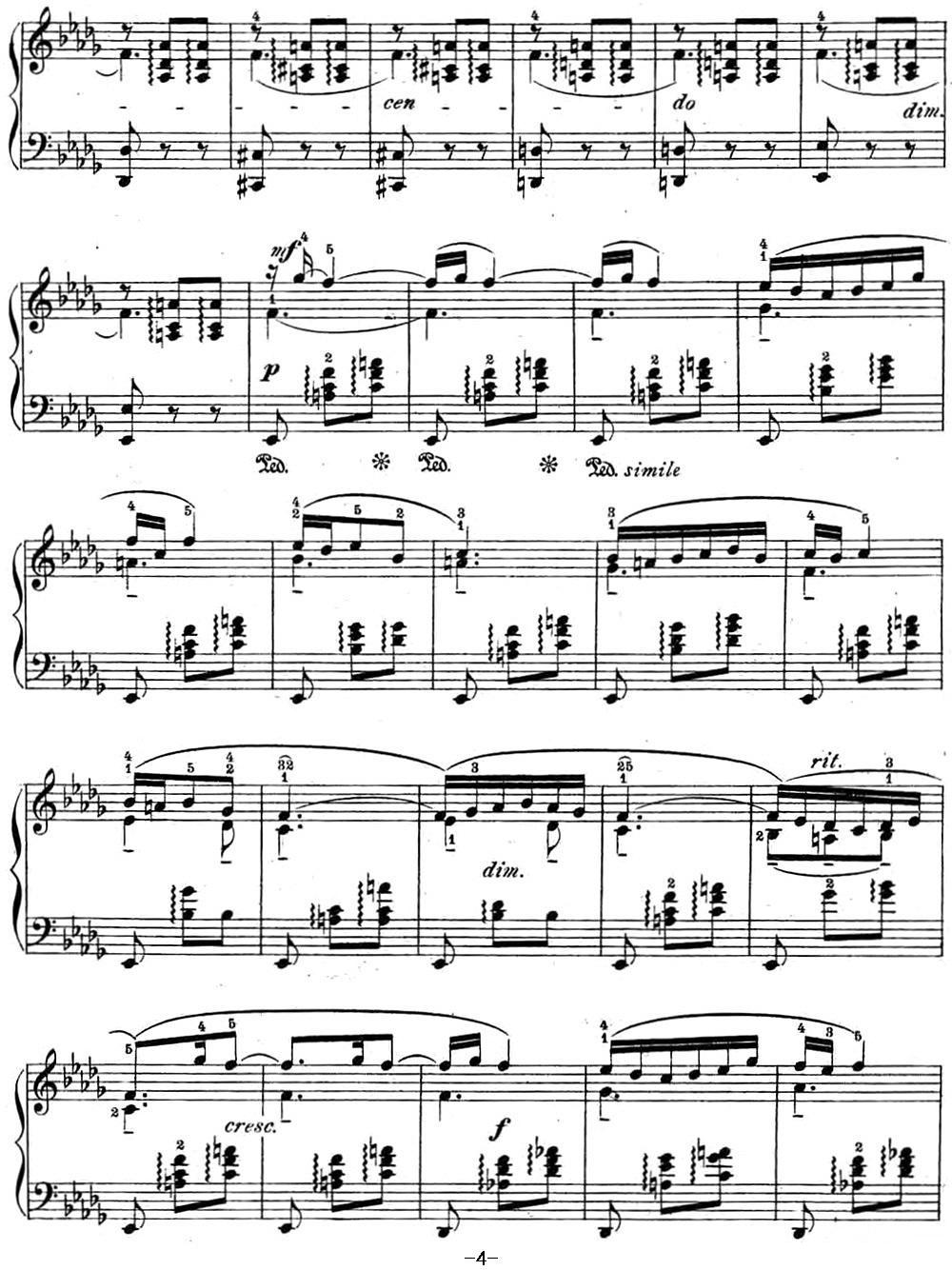 拉赫玛尼诺夫 幻想小品集 Op.3 No.5 小夜曲 降b小调钢琴曲谱（图4）