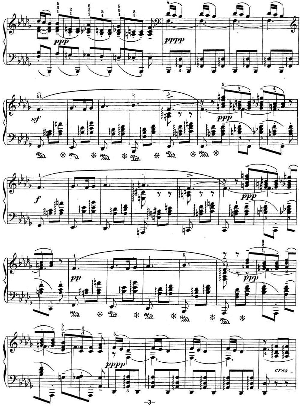 拉赫玛尼诺夫 幻想小品集 Op.3 No.5 小夜曲 降b小调钢琴曲谱（图3）