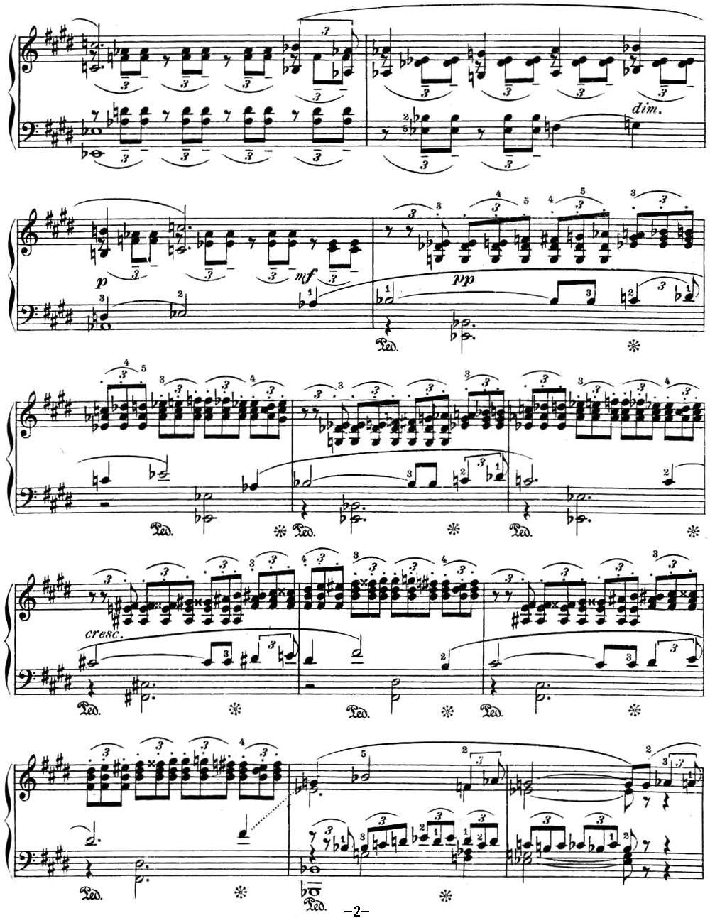拉赫玛尼诺夫 幻想小品集 Op.3 No.3 旋律 E大调钢琴曲谱（图2）