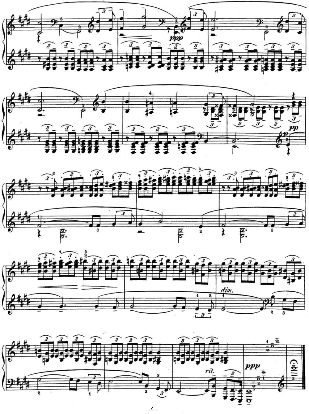 拉赫玛尼诺夫 幻想小品集 Op.3 No.3 旋律 E大调钢琴曲谱（图4）