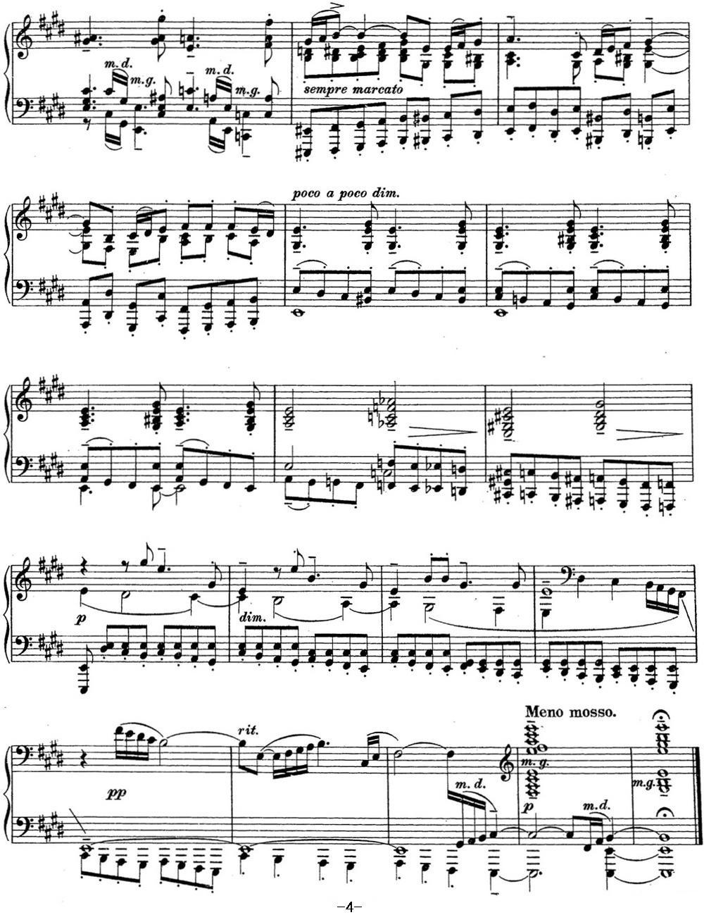 拉赫玛尼诺夫 钢琴前奏曲14 E大调 Op.32 No.3钢琴曲谱（图4）