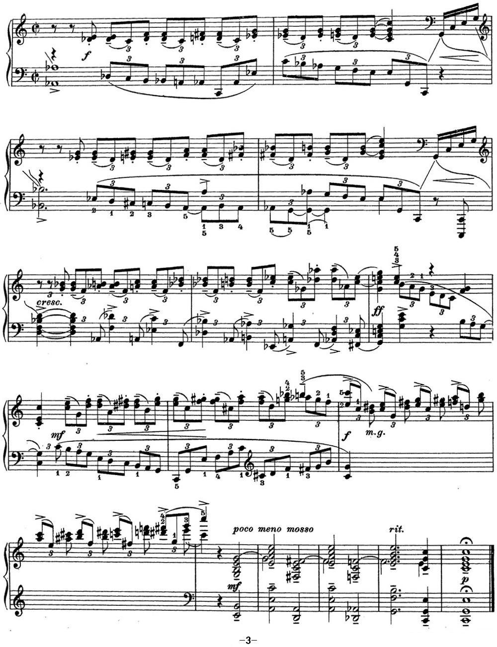 拉赫玛尼诺夫 钢琴前奏曲12 C大调 Op.32 No.1钢琴曲谱（图3）