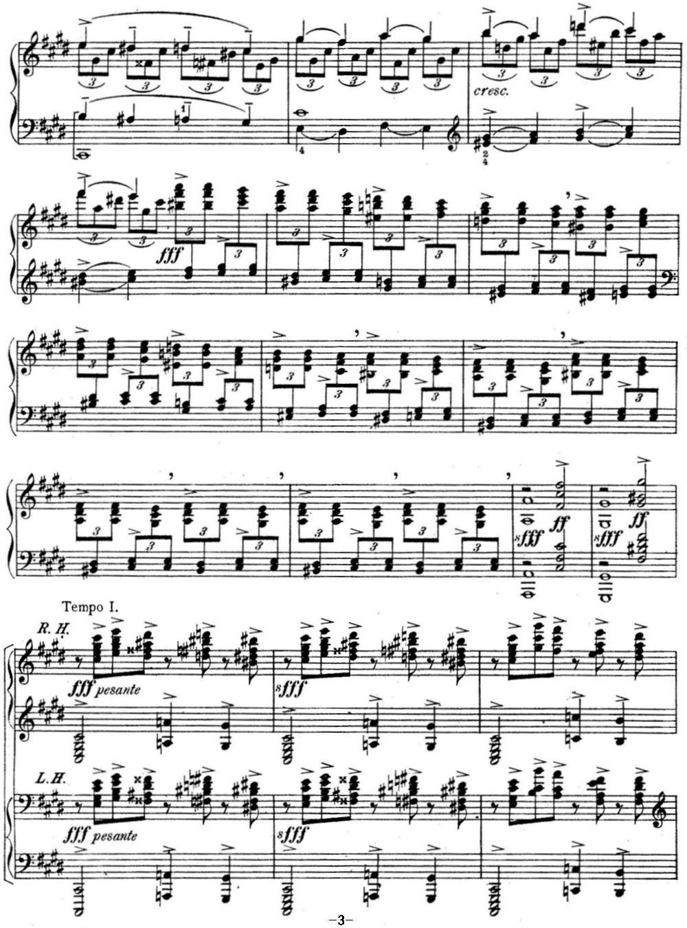 拉赫玛尼诺夫 幻想小品集 Op.3 No.2 前奏曲 升c小调钢琴曲谱（图3）