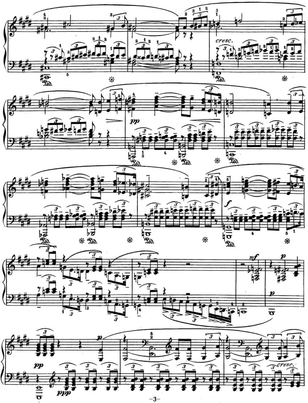 拉赫玛尼诺夫 幻想小品集 Op.3 No.3 旋律 E大调钢琴曲谱（图3）