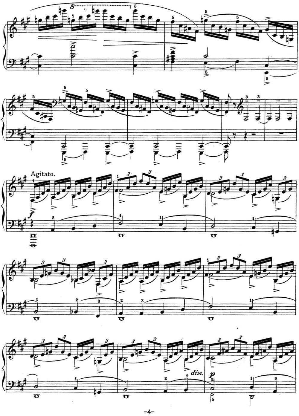 拉赫玛尼诺夫 幻想小品集 Op.3 No.4 小丑 升f小调钢琴曲谱（图4）
