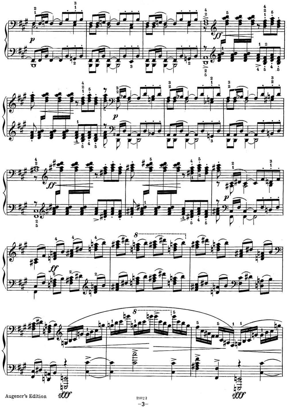 拉赫玛尼诺夫 幻想小品集 Op.3 No.4 小丑 升f小调钢琴曲谱（图3）