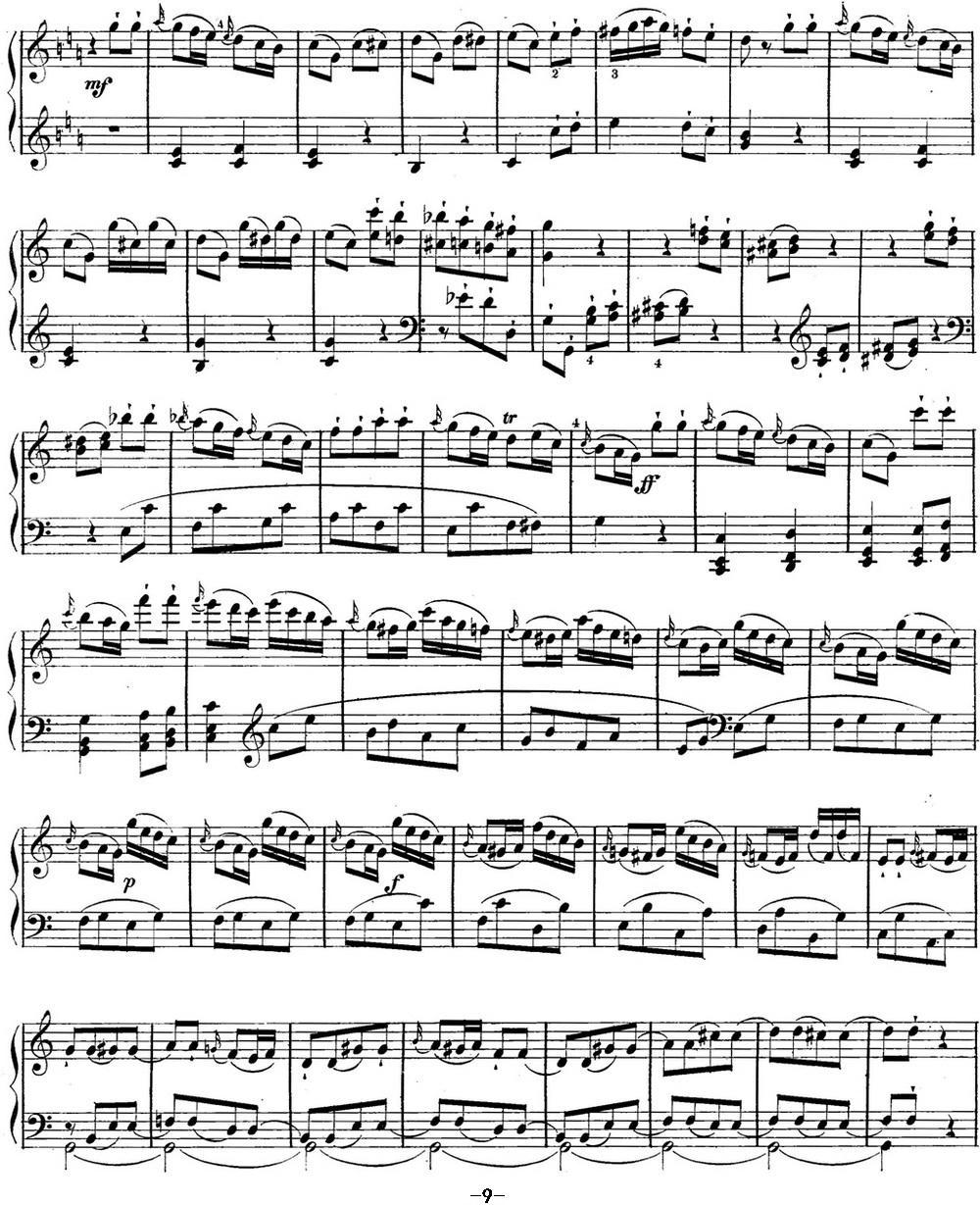 海顿 钢琴奏鸣曲 Hob XVI 48 in C major钢琴曲谱（图9）