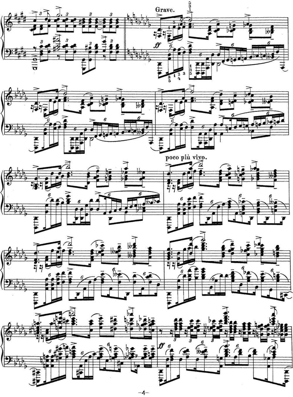 拉赫玛尼诺夫 钢琴前奏曲24 降D大调 Op.32 No.13钢琴曲谱（图4）