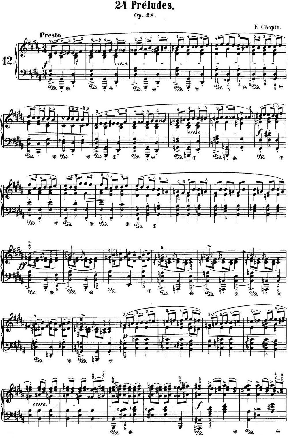 肖邦 24首钢琴前奏曲 Op.28 No.12 升G小调钢琴曲谱（图1）