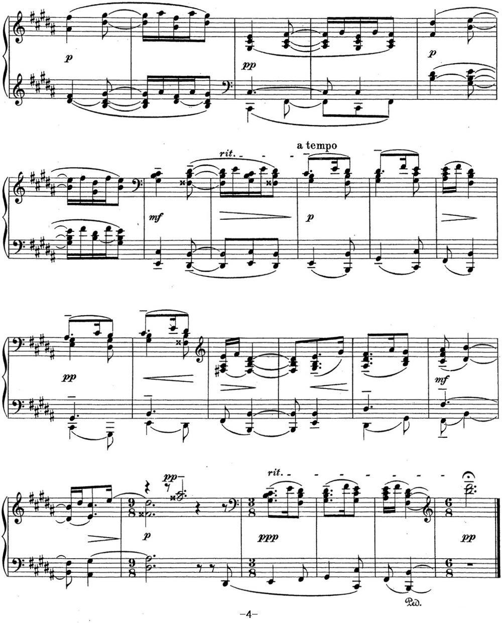 拉赫玛尼诺夫 钢琴前奏曲22 B大调 Op.32 No.11钢琴曲谱（图4）