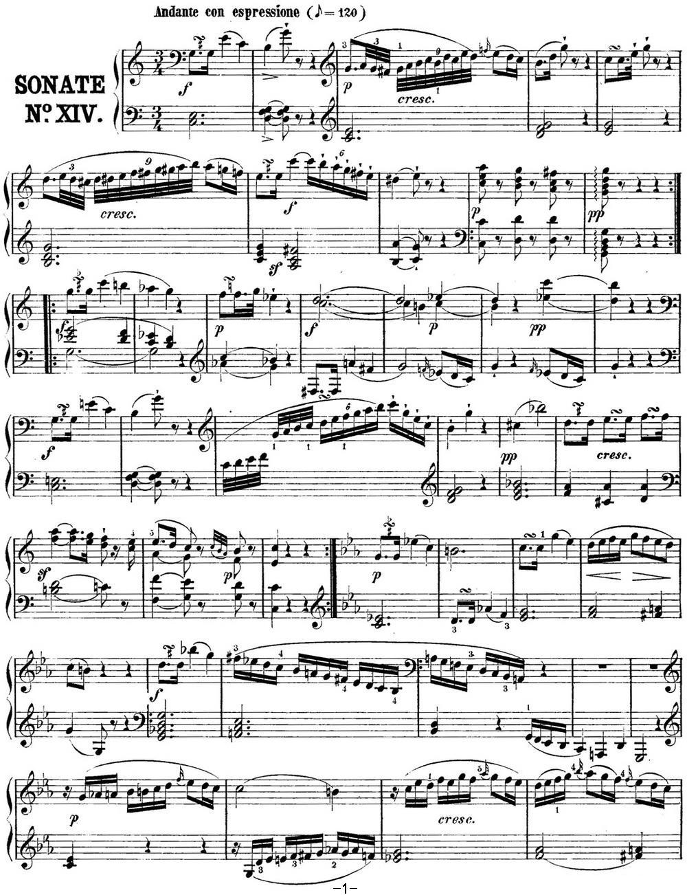 海顿 钢琴奏鸣曲 Hob XVI 48 in C major钢琴曲谱（图1）