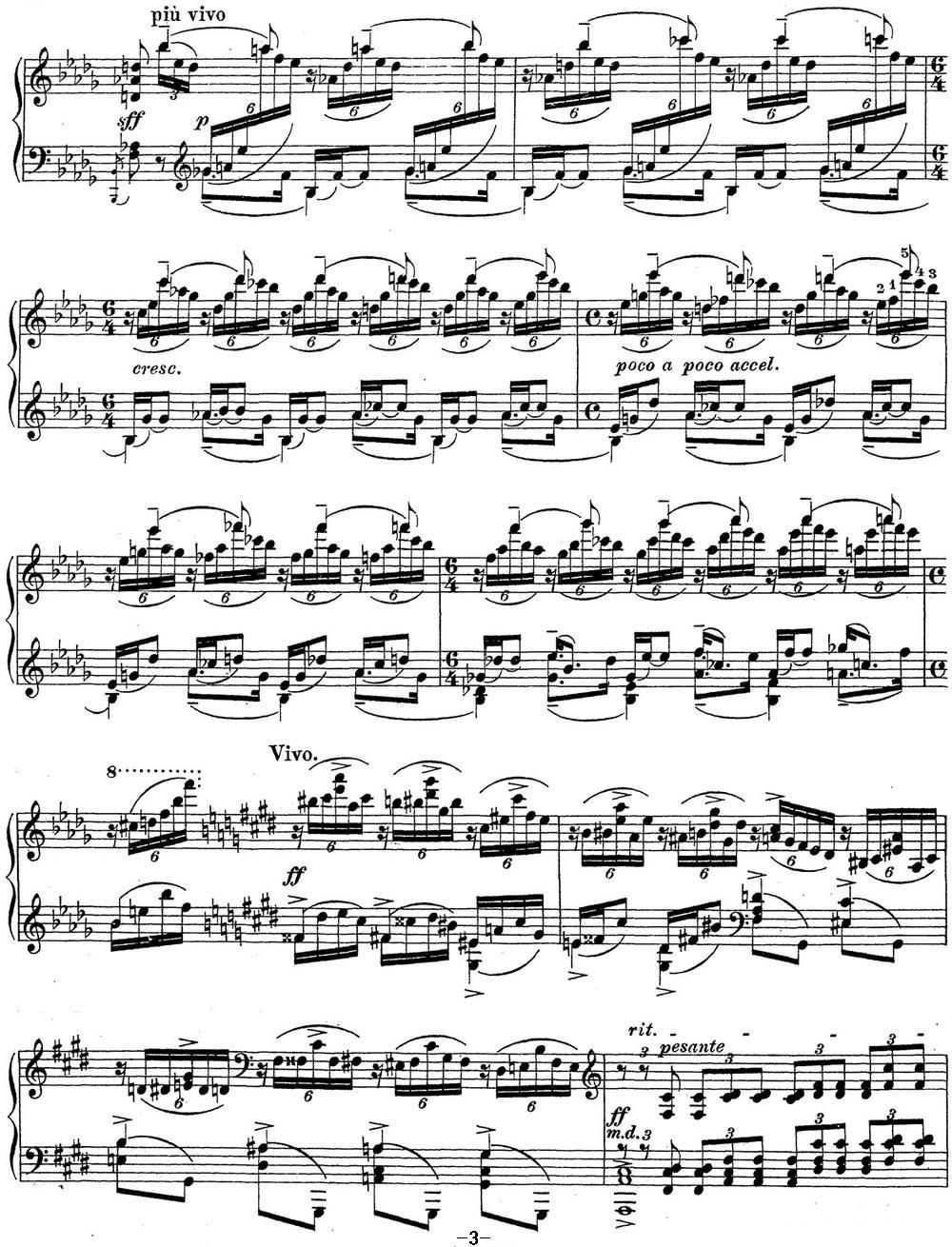 拉赫玛尼诺夫 钢琴前奏曲24 降D大调 Op.32 No.13钢琴曲谱（图3）