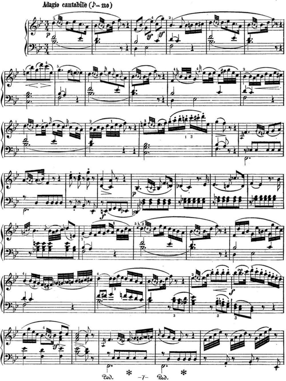 海顿 钢琴奏鸣曲 Hob XVI 49 in E-flat major钢琴曲谱（图7）