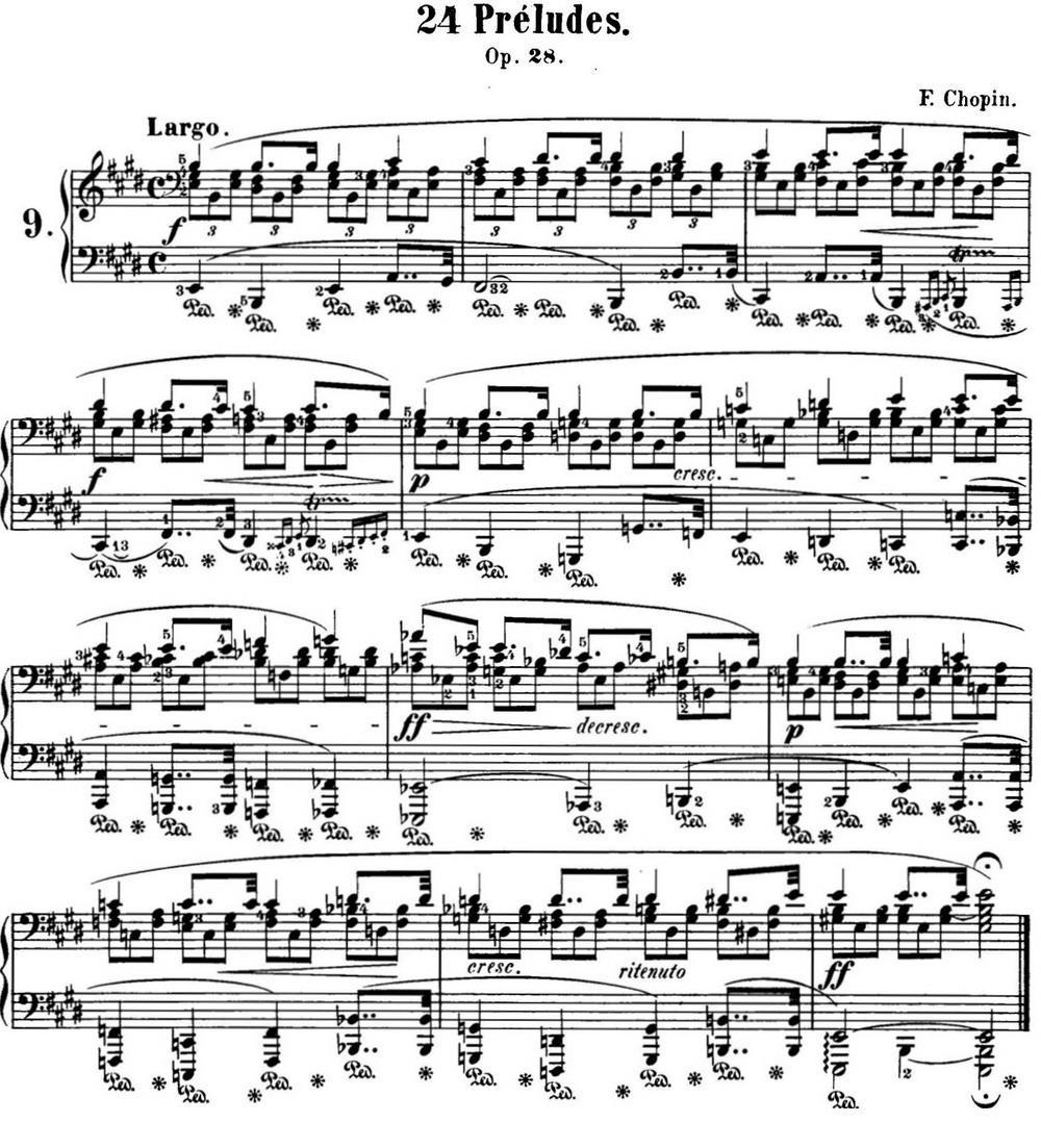 肖邦 24首钢琴前奏曲 Op.28 No.9 E大调钢琴曲谱（图1）