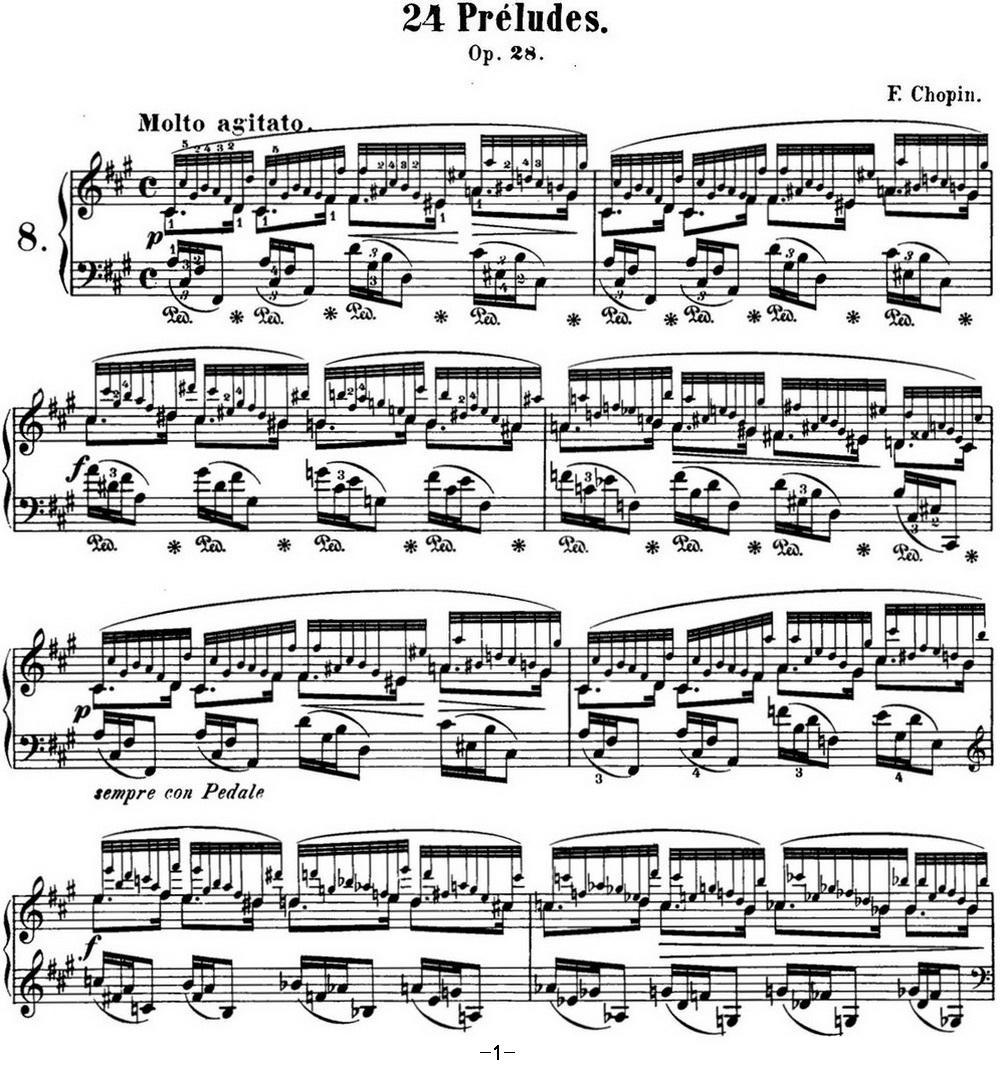 肖邦 24首钢琴前奏曲 Op.28 No.8 升F小调钢琴曲谱（图1）