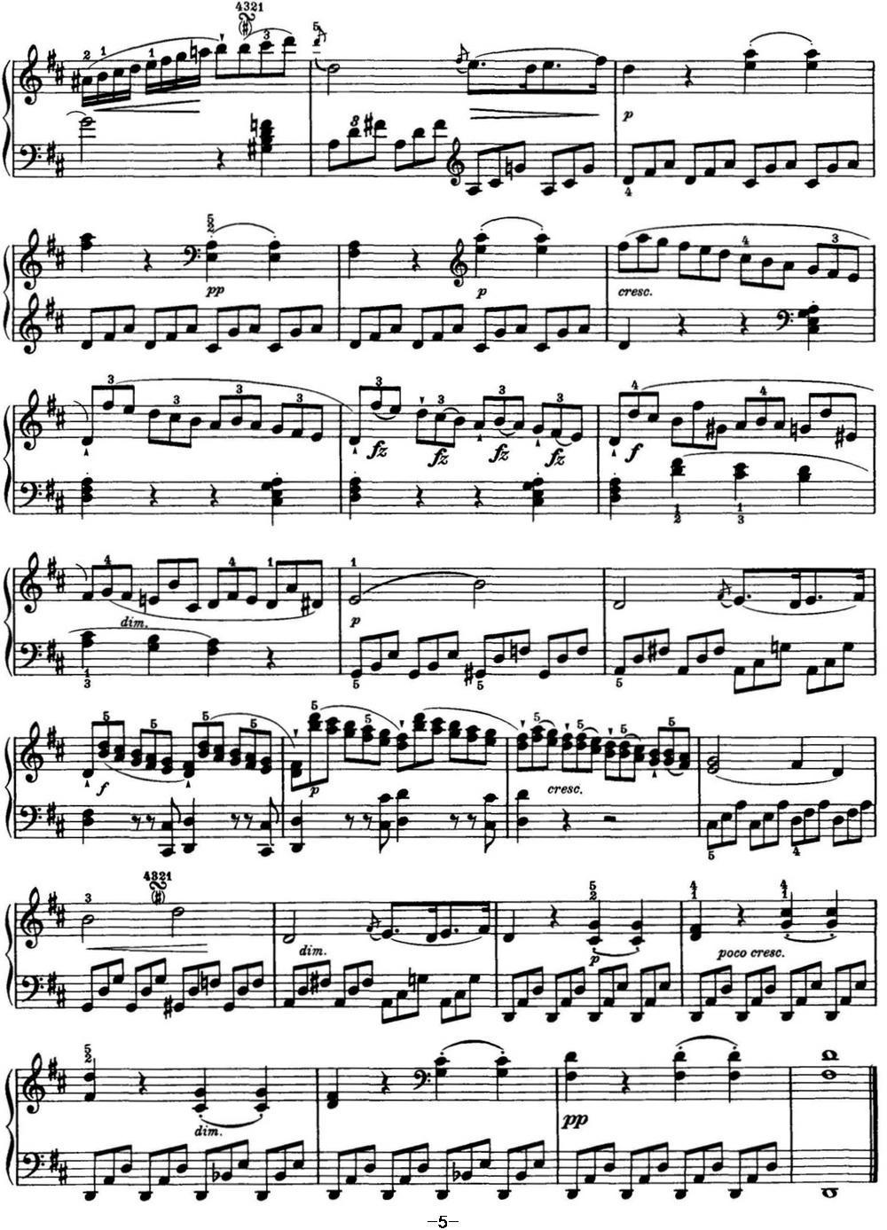 海顿 钢琴奏鸣曲 Hob XVI 51 in D major钢琴曲谱（图5）