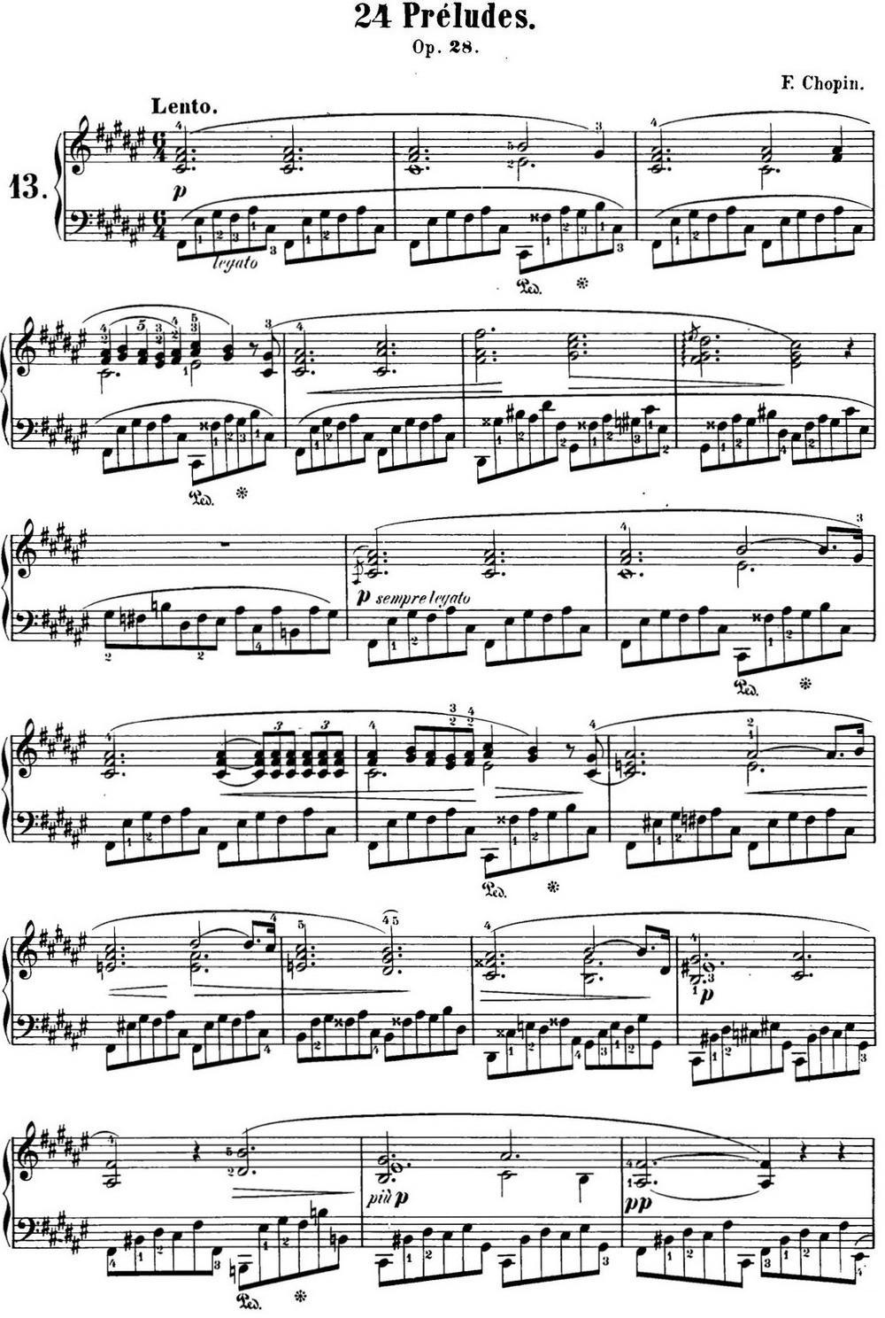 肖邦 24首钢琴前奏曲 Op.28 No.13 升F大调钢琴曲谱（图1）